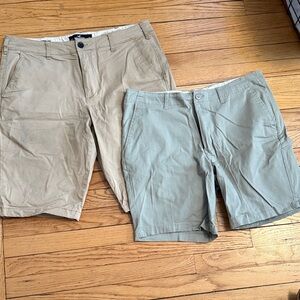 lot of 2 flat front khaki colored chino shorts - size 36